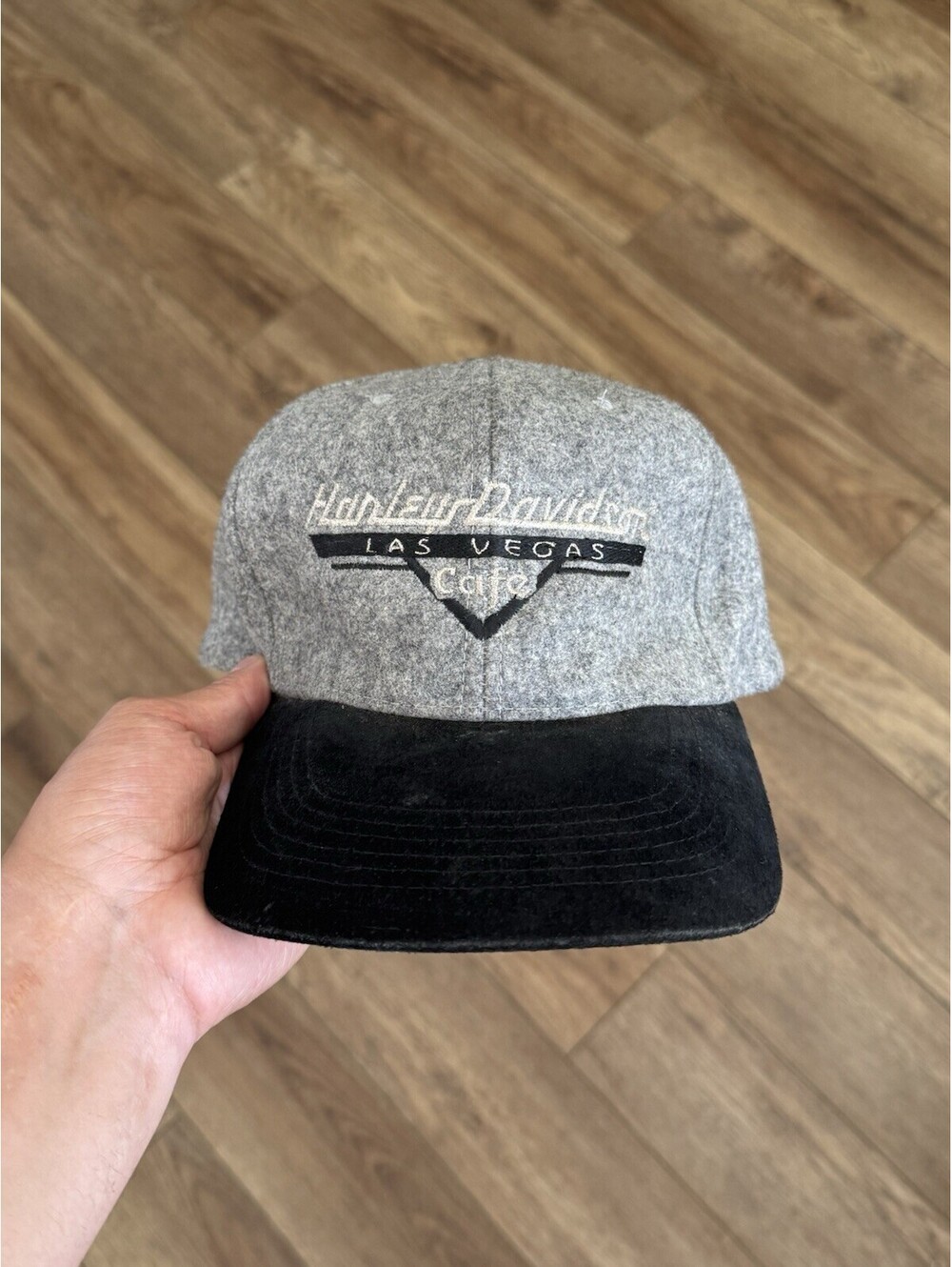 Vtg 90s Harley Davidson Las Vegas Cafe Wool Snapback Hat